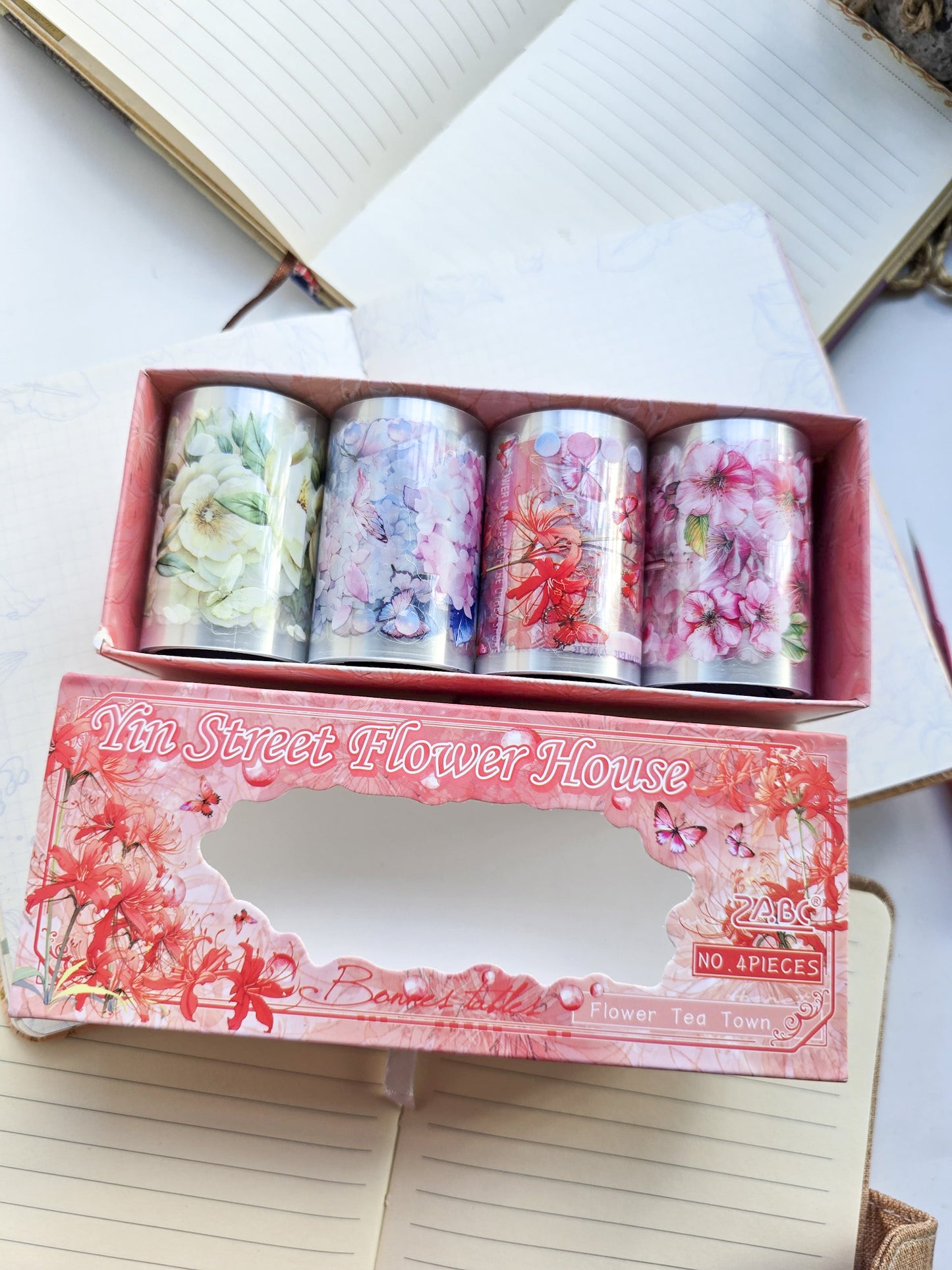 Hyct202 Precut PET Froral Sticker Roll Box Floral | 4 Sticker Rolls 60mm*2m