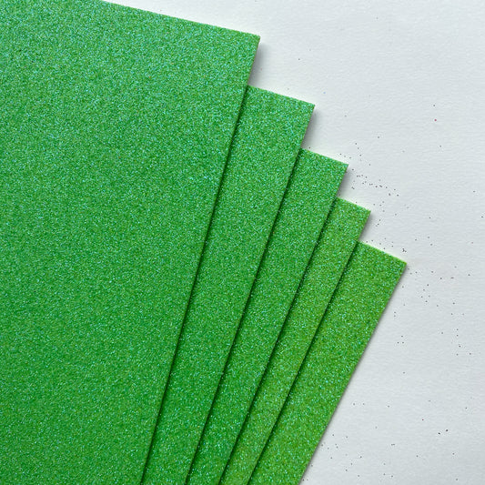 5pcs of glitter foam paper with Gum | Light green
