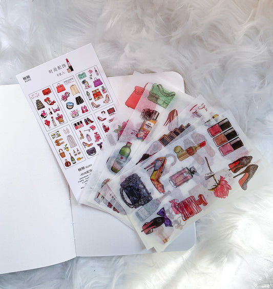 XXHZ08A306 Journal Translucent MakeupStickers - Deco Sticker - 6 sheet | Pre-cut | Kiss-cut