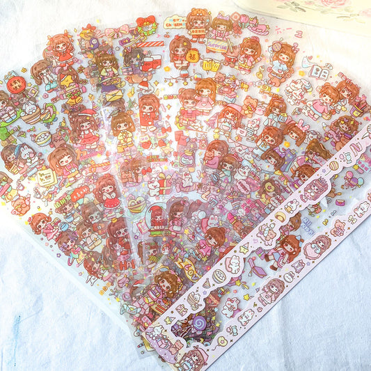 #4 Kawaii Long Sticker Set | Cute Stickers | 40*8cm | 20 Sheets