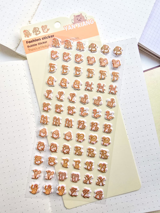 Xy155a Alphabet 3d Sticker Kawaii