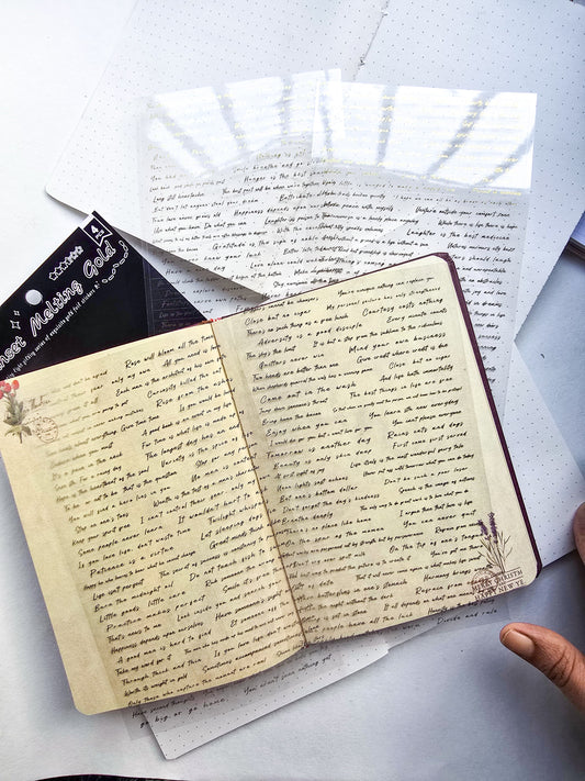 Fglj401 Sunset melting Gold English Writting Quote Precut Pet Sticker | 4 Sheet