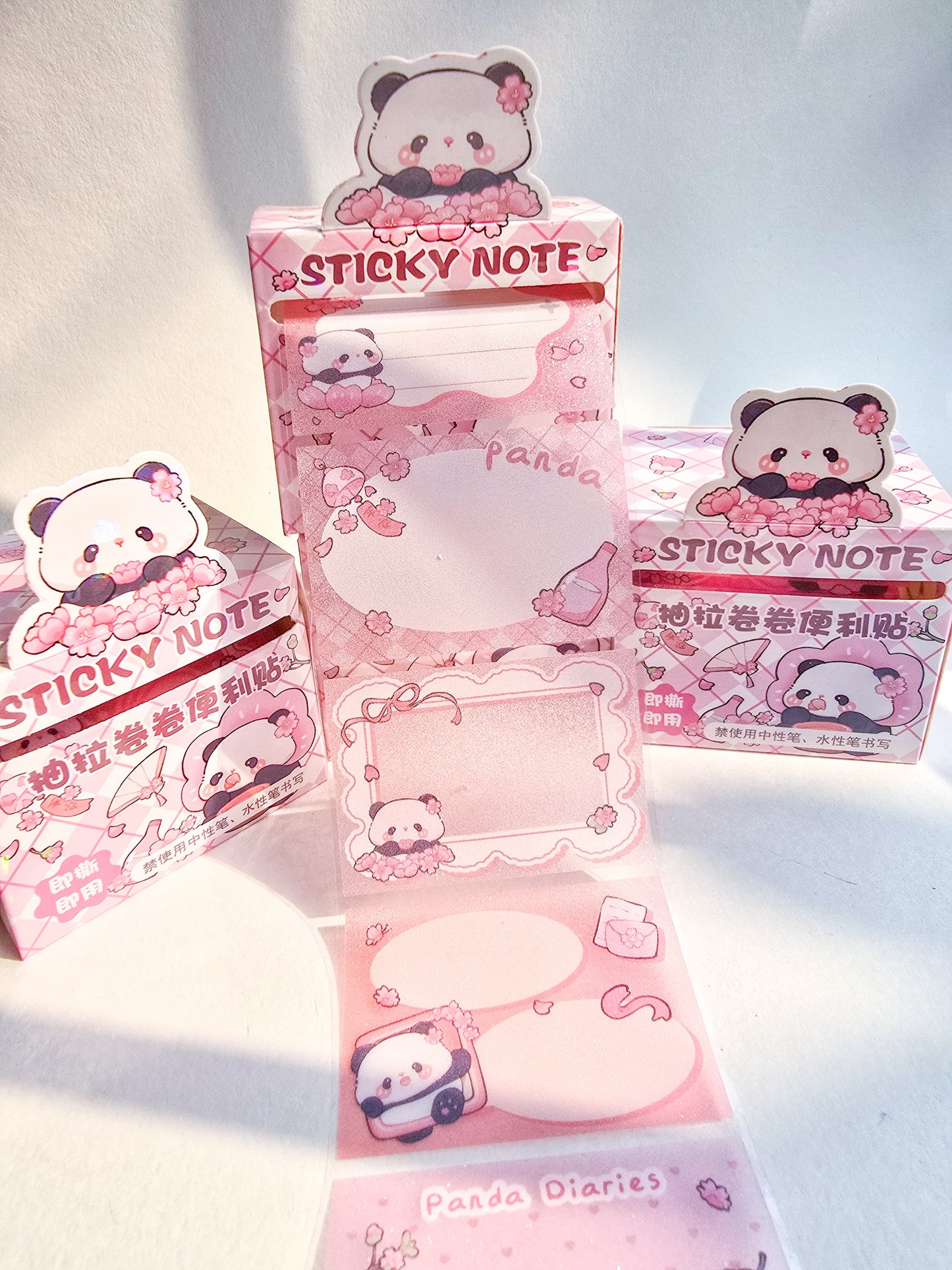 Km2758#4  - 1 pc Kawaii Sticker Roll Pink | 48 pcs Stickers | Pet Transparent Stickers | Panda