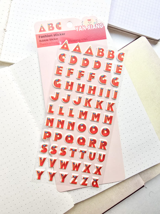 Xy155d Alphabet 3d Sticker Kawaii
