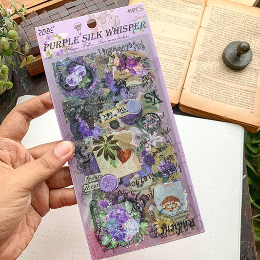 DS-THF-1-PSW(KQ) | Journal PET Sticker purple silk whispers | 6 sheets| 95*180mm |