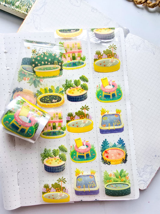 MHD-TYHY001| Transparent Pet Sticker Roll| Swimming Poll Theme