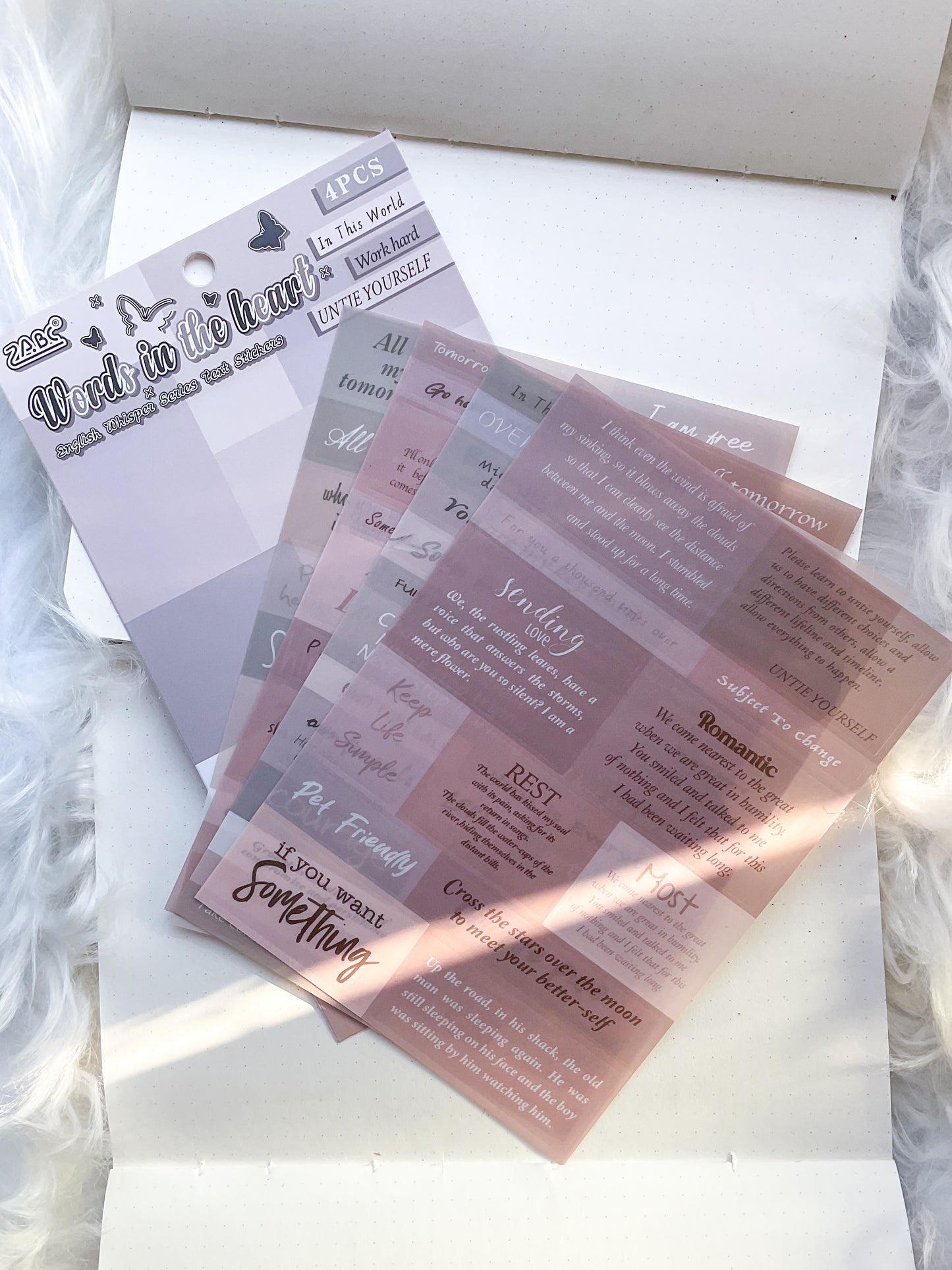 YWXY-6-03|G-9| | Words In The Heart | PET | Transparent Sticker | 4 Sheets | 120*170mm