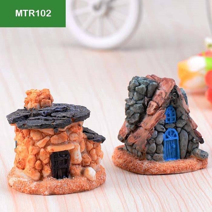 2 Pcs Fairy Stone House Miniature Model MTR102