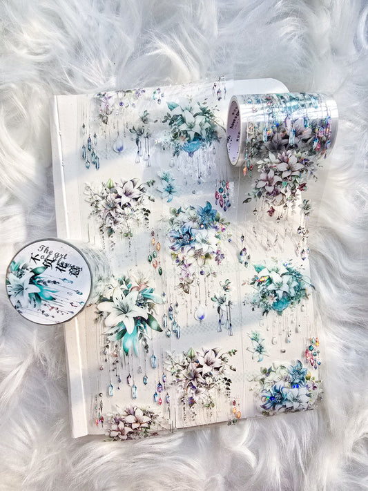 MHD-XHYS003|R-D| Floral Theme Transparent PET Sticker Roll | 50 mm | 2mtr