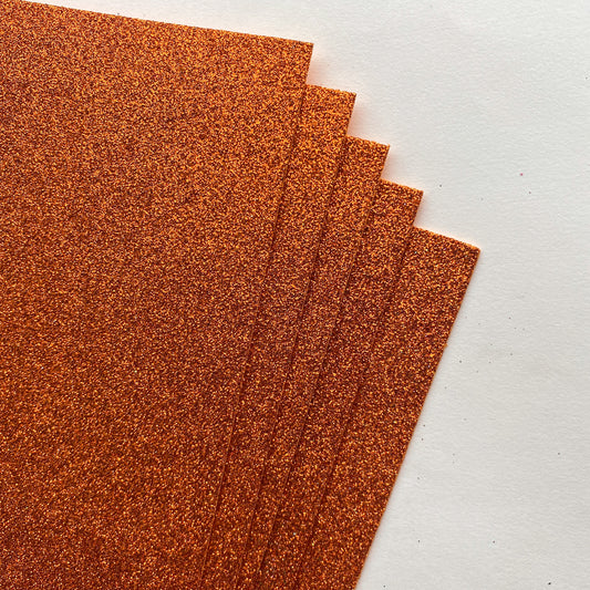 5pcs of glitter foam paper with Gum | Orange
