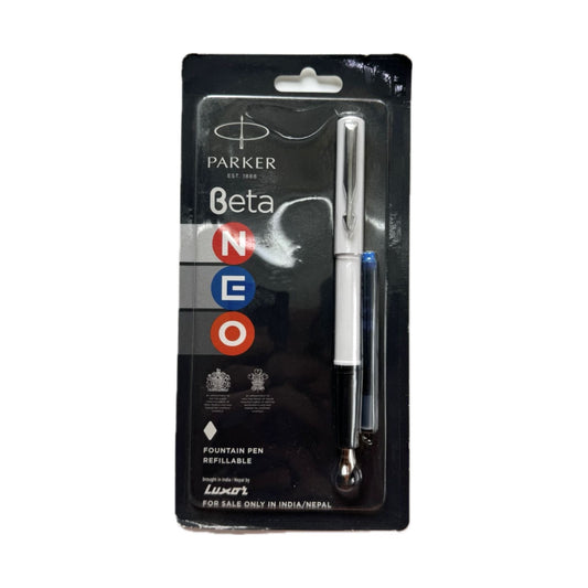 Parker Beta Fountain pen white | Fountain pen | Blue Ink | Refillable 1 free cartridges