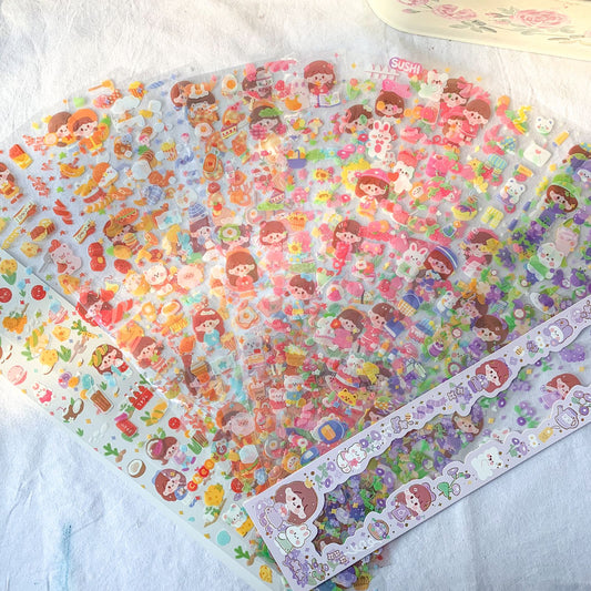 #5 Kawaii Long Sticker Set | Cute Stickers | 40*8cm | 20 Sheets