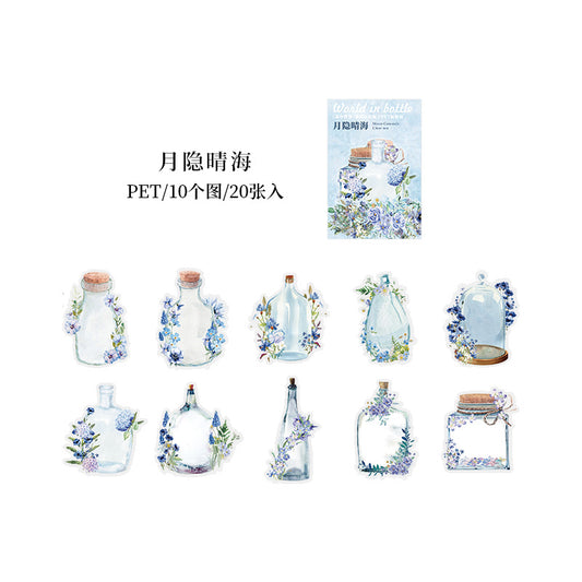 HGD-PZSJ005-Big Bottles with Foral Transparent PET Sticker | 10 Designs | 20 Stickers
