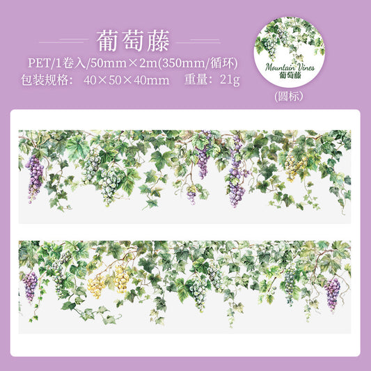 Syzt002 Floral Transparent Sticker Roll | Mountain Vines | 50mm*2 m