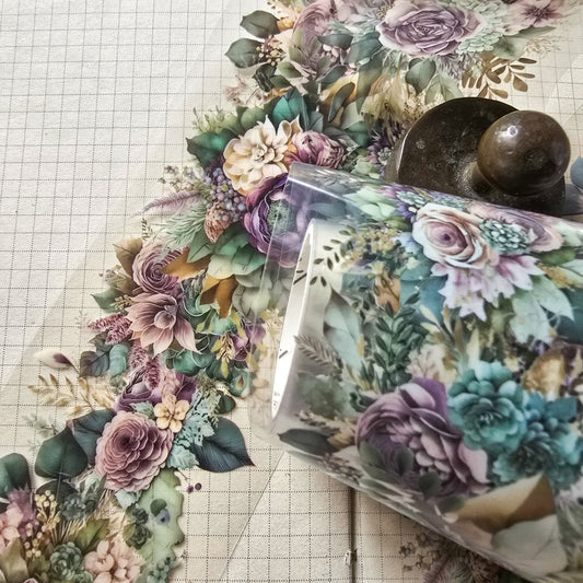 HHLN101 -E Flower Pet sticker Roll Green| Floral Journal Sticker Retro Pet sticker