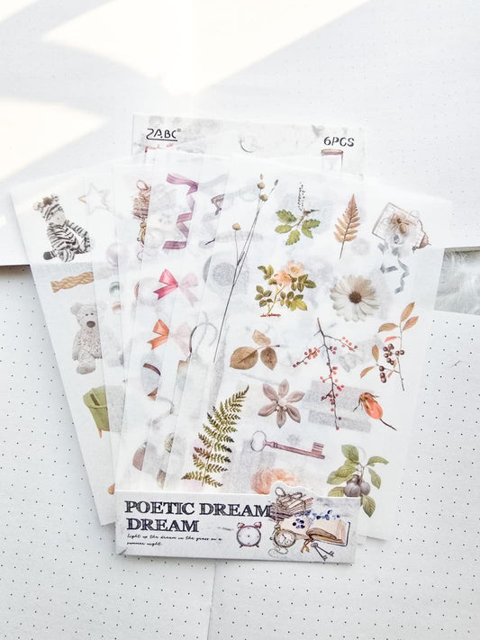 Zjwd606|G-8| Poetic Dream Dream Deco Sticker  | Pack Of 6 Sheet  150* 100 mm