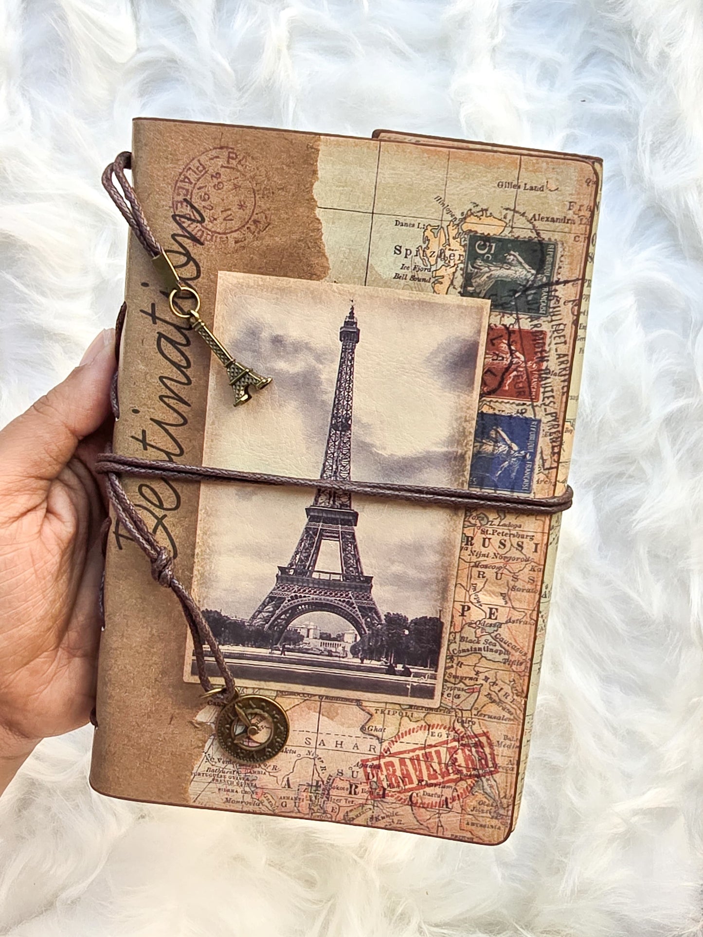 Vintage Leather Diary Notebook Detachable A5 Sheets Paris  |90 Sheets/180 Pages