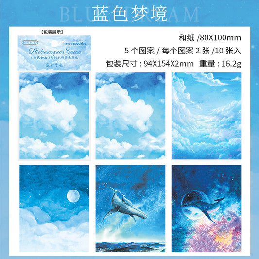 MHD-JSRH004-Scenery Theme Transparent Stickers | 80x100mm | 5 Designs 2 Each | 10 Stickers Total