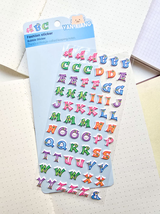 Xy155b  Alphabet 3d Sticker Kawaii