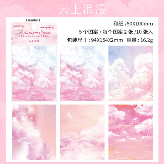 MHD-JSRH002-Scenery Theme Transparent Stickers | 80x100mm | 5 Designs 2 Each | 10 Stickers Total