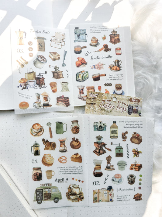 Yyj402|G-8| Wind Trails Coffee Logs Deco Sticker Coffee | 4 Sheet 100*150 mm