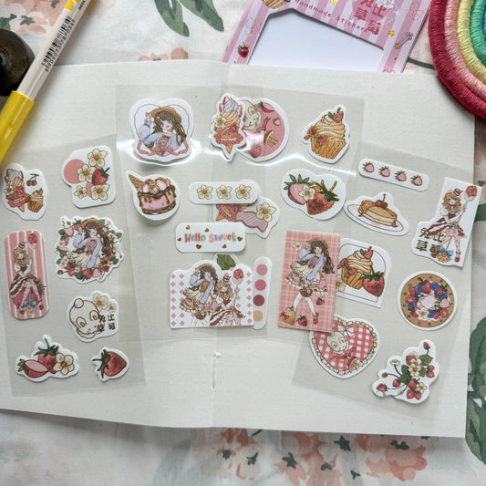 KQ238- 3 - Kawaii Decorative Sticker 4 sheets in 1 pack