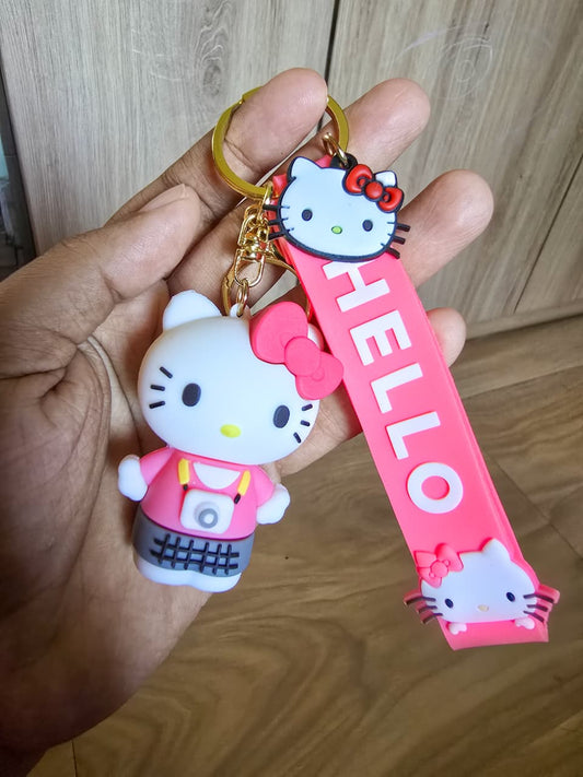 Cute Hello Kitty Key Chain| Trendy Key Chain With Loop & Hook Keyring| Cute Cartoon Kawaii Key Chain| Baby Pink