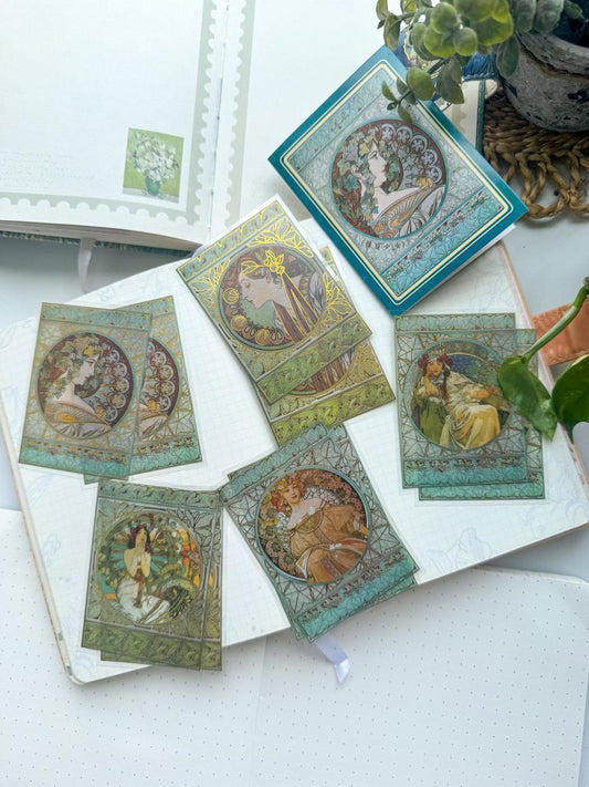 MHD-MXSN003-Vintage Character Transparent Stickers | 5 Designs 2 Each | 10 Stickers Total