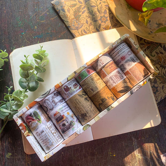 SGJS1007 Vintage  Washi Tape Set | Length 2mtr Each | 18 Pcs Set