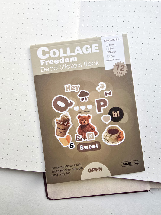 Wxth Journal Paper Sticker Book Brown | 12 Pages Pre Cut Sticker