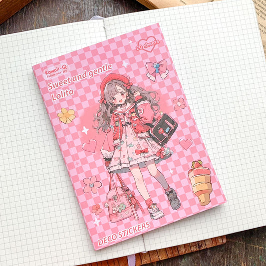 KQ1825 - Girl Deco Sticker Book | Sticker Book Kawaii Sweet and Gentle Lolita Girls Multi-colour 20 Sheets  | 105x148 mm