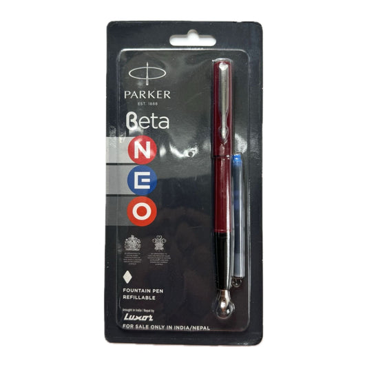 Parker Beta Fountain pen red | Fountain pen | Blue Ink | Refillable 1 free cartridges