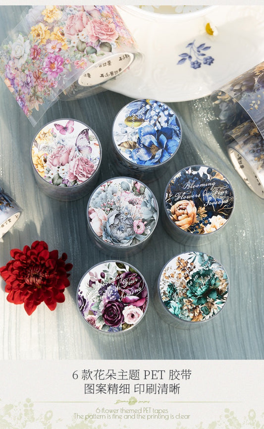 Fhsj005 Floral Transparent Sticker Roll | Sticker Roll | 50mm*2 m