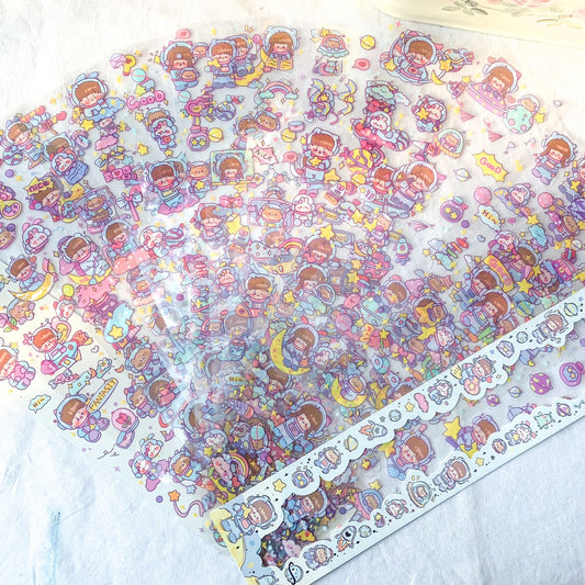 #7 Kawaii Long Sticker Set | Cute Stickers | 40*8cm | 20 Sheets