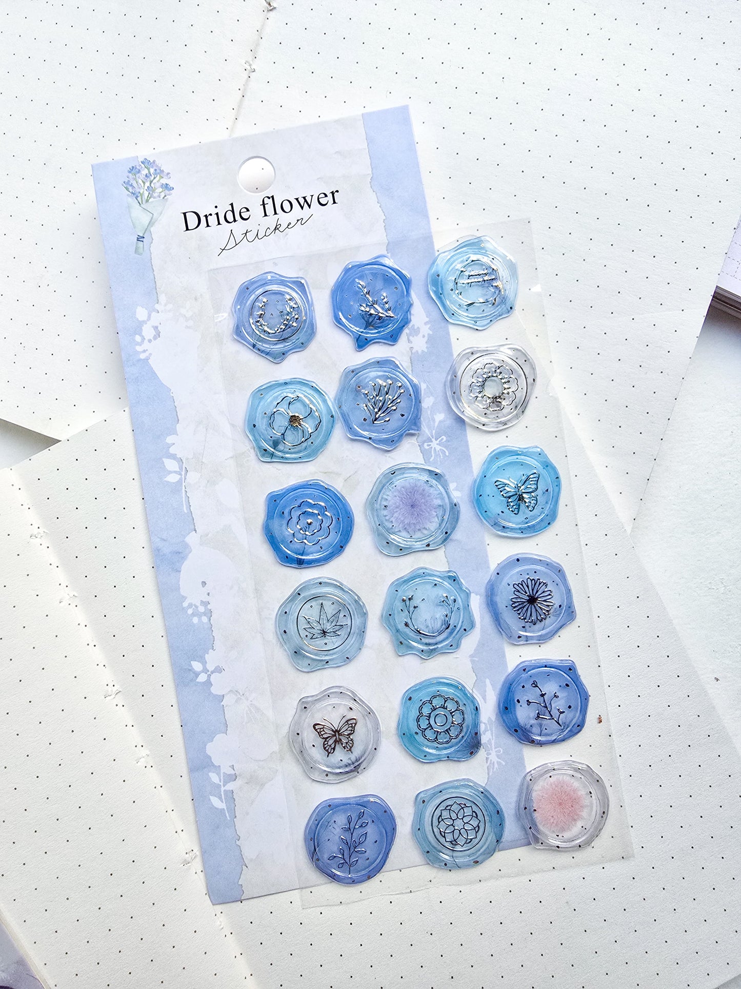 ZWBL-05 Wax Seal  Flower Sticker| Daiso Luxury Deco Sticker|3d Decorative Cute Floral Sticker|1 Sheet 9x20.5cm|| Lunar