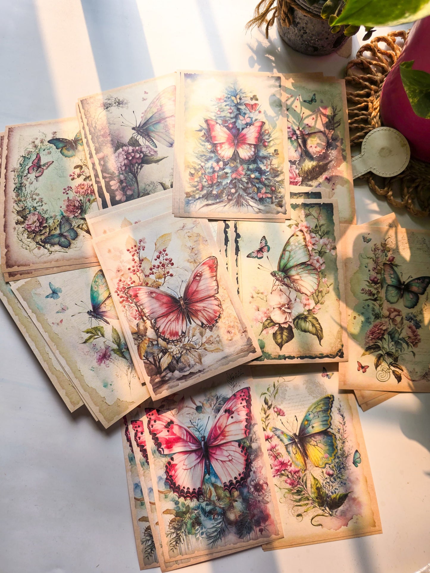 Mg0449 Retro Butterfly Paper Sheets 95*140Mm 30P