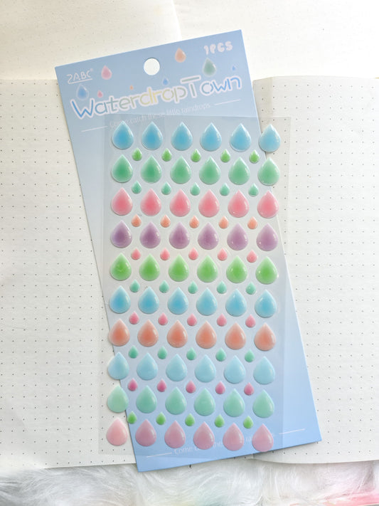 Ygth802 Water Drop Town  Fluffy Sticker 3D | 1 Sheet 100*185mm