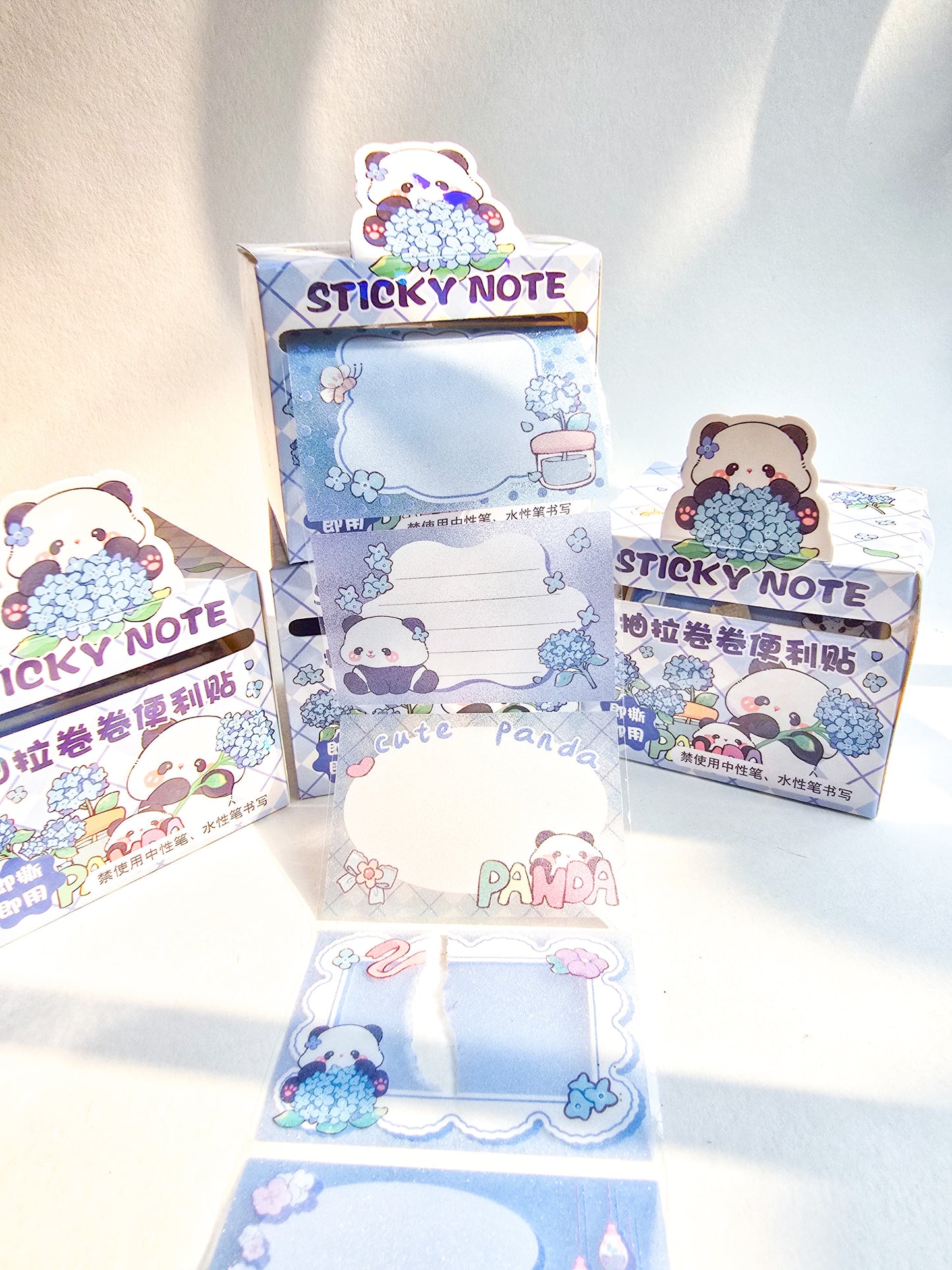 Km2758#3  - 1 pc Kawaii Sticker Roll Blue | 48 pcs Stickers | Pet Transparent Stickers | Panda