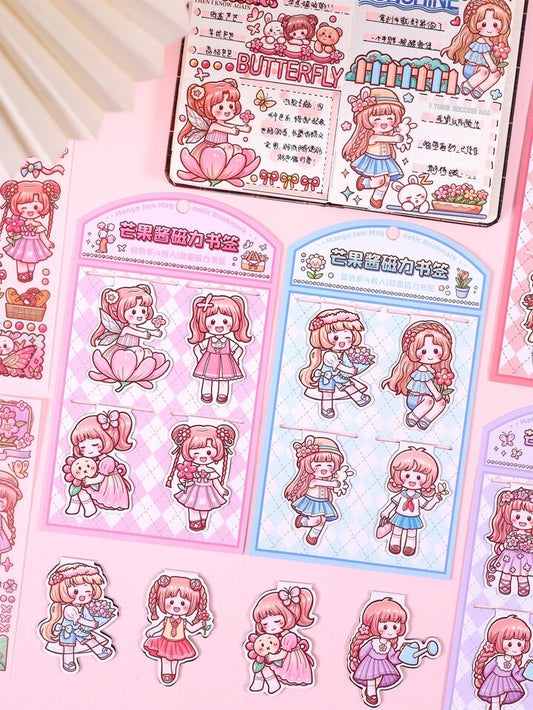 Kqmgjclsq-400|G-9| Magnetic Bookmark 4pcs | Translucent Sticker 1 Sheet Random Design