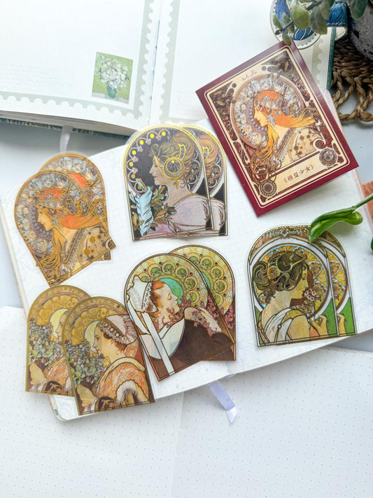 MHD-MXSN005-Vintage Character Transparent Stickers | 5 Designs 2 Each | 10 Stickers Total