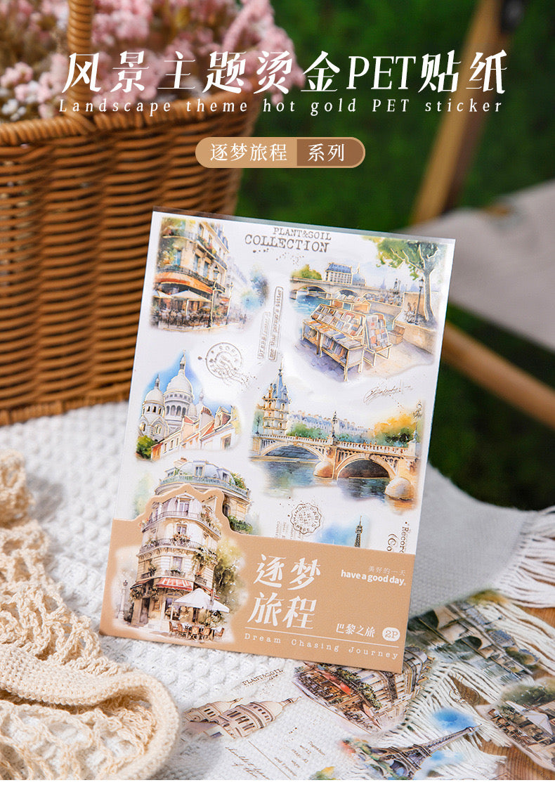 Zmlc001  PET Sticker | Journey City | 2 Sheets 105x148mm