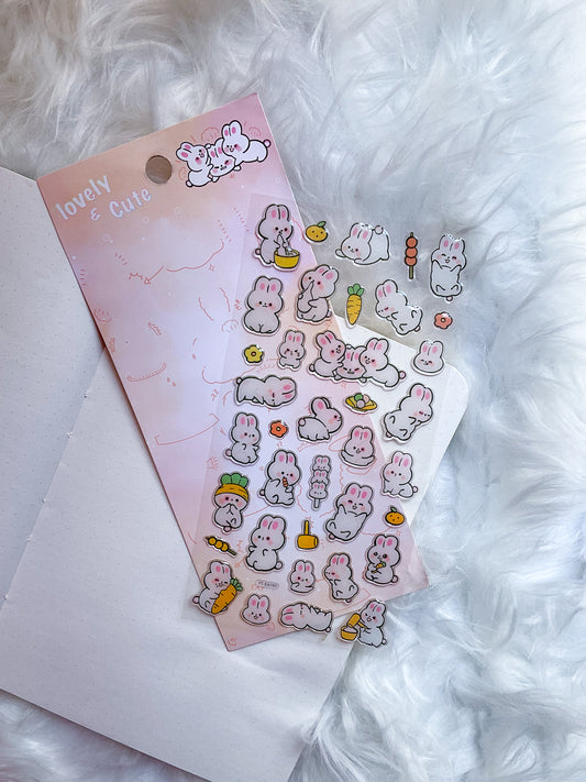 YT-EA 195 |  Lovely & Cute | Transparent Kawaii | 3D Sticker |