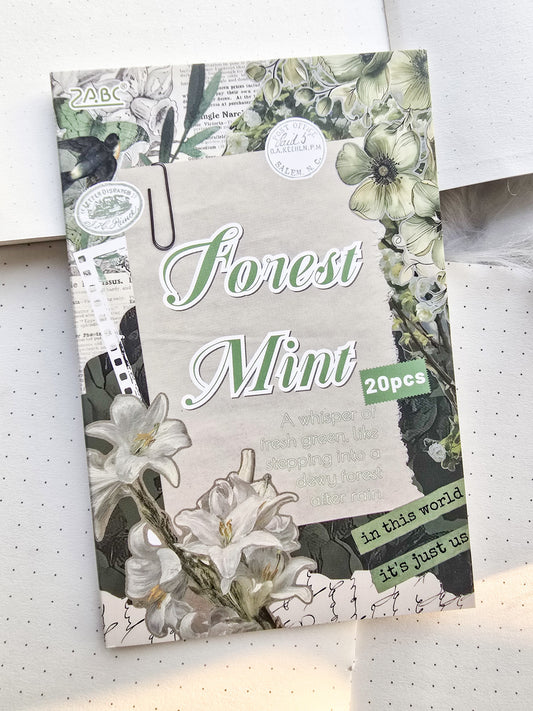 Hjys402 Forest Mint Deco And Pet Sticker Book | 20 Sheets 100*150 mm