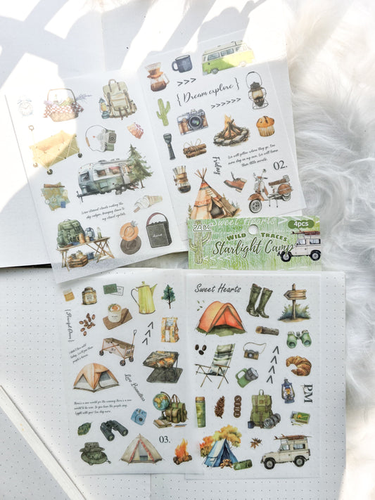 Yyj401|G-8| Wild Traces Starlight Camp Deco Sticker Coffee | 4 Sheet 100*150 mm