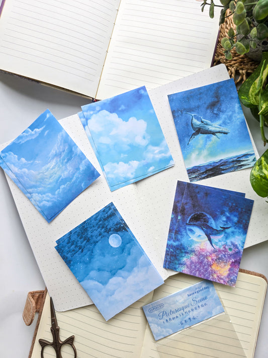 MHD-JSRH004-Scenery Theme Transparent Stickers | 80x100mm | 5 Designs 2 Each | 10 Stickers Total