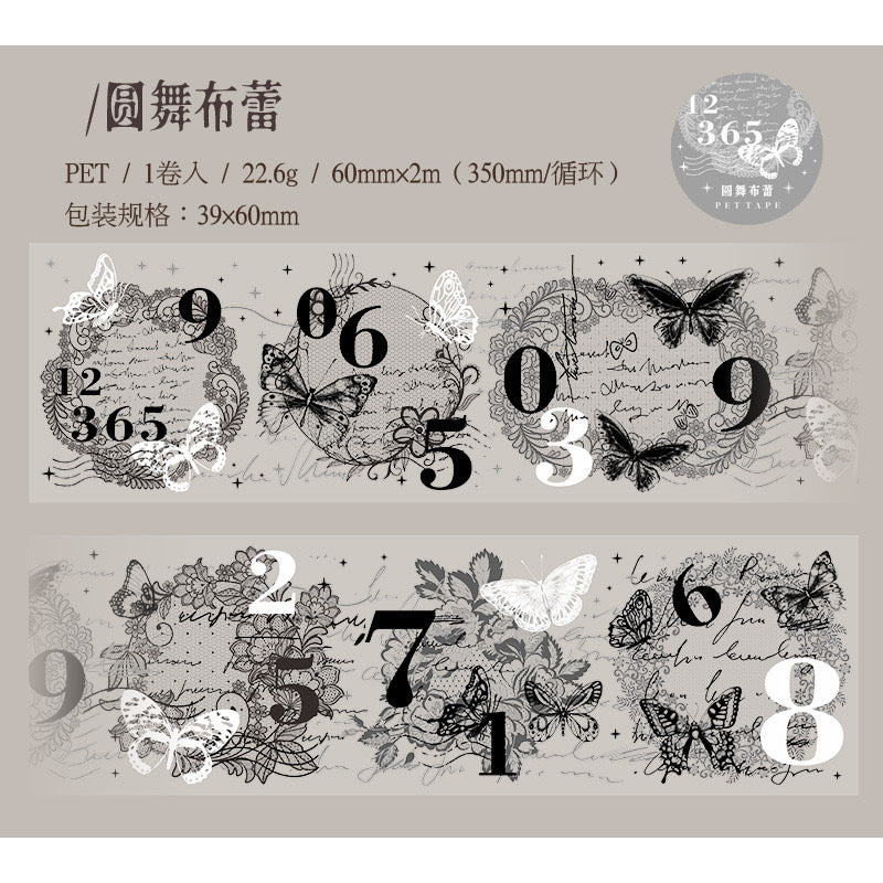Yyml005 Journal Design Sticker Roll | Journaling Sticker Roll | B&W Design Sticker 60mmx2m