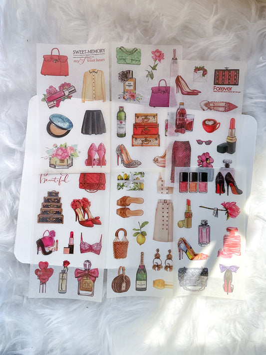 XXHZ08A306 Journal Translucent MakeupStickers - Deco Sticker - 6 sheet | Pre-cut | Kiss-cut