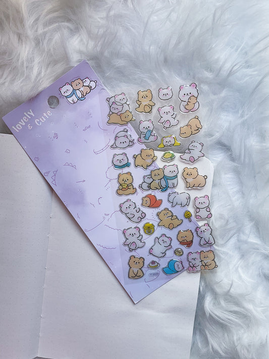 YT-EA 200 |  Lovely & Cute | Transparent Kawaii | 3D Sticker |