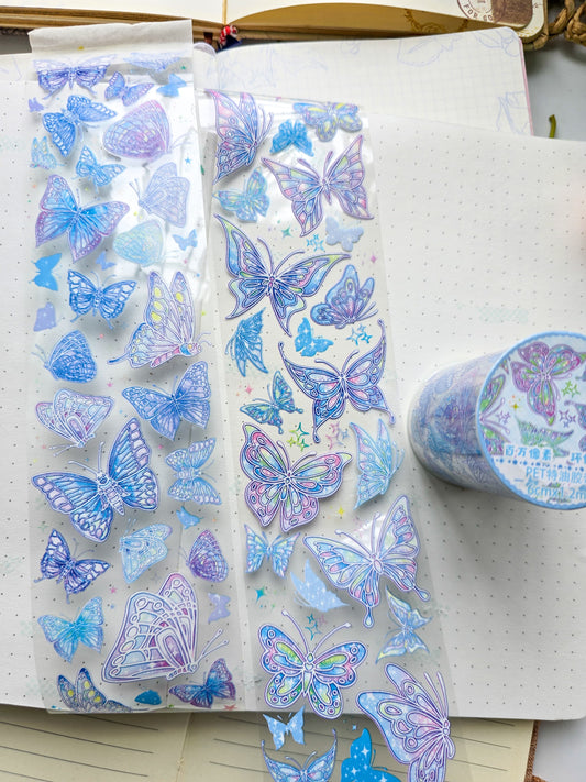 Jd2863 Butterfly Sticker Roll Pet | 6cm* 1.2m Blue