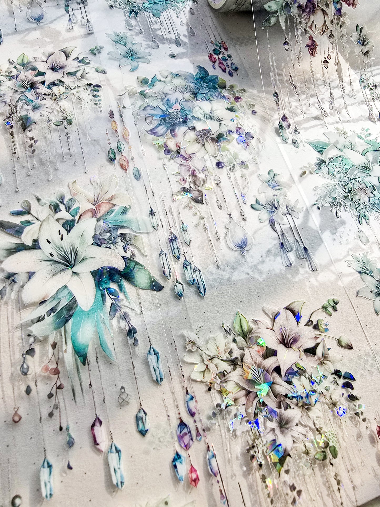 MHD-XHYS003|R-D| Floral Theme Transparent PET Sticker Roll | 50 mm | 2mtr